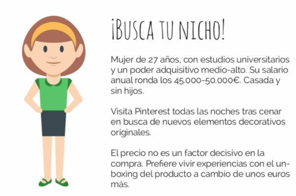 Ejemplo de buyer persona segmentado por hábitos digitales y sensibilidad experiencial: una mujer de 27 años, sin hijos, que valora más el diseño y la experiencia de compra que el precio. Ideal para estrategias de branding emocional y packaging diferencial.

Fuente: Javier Padilla