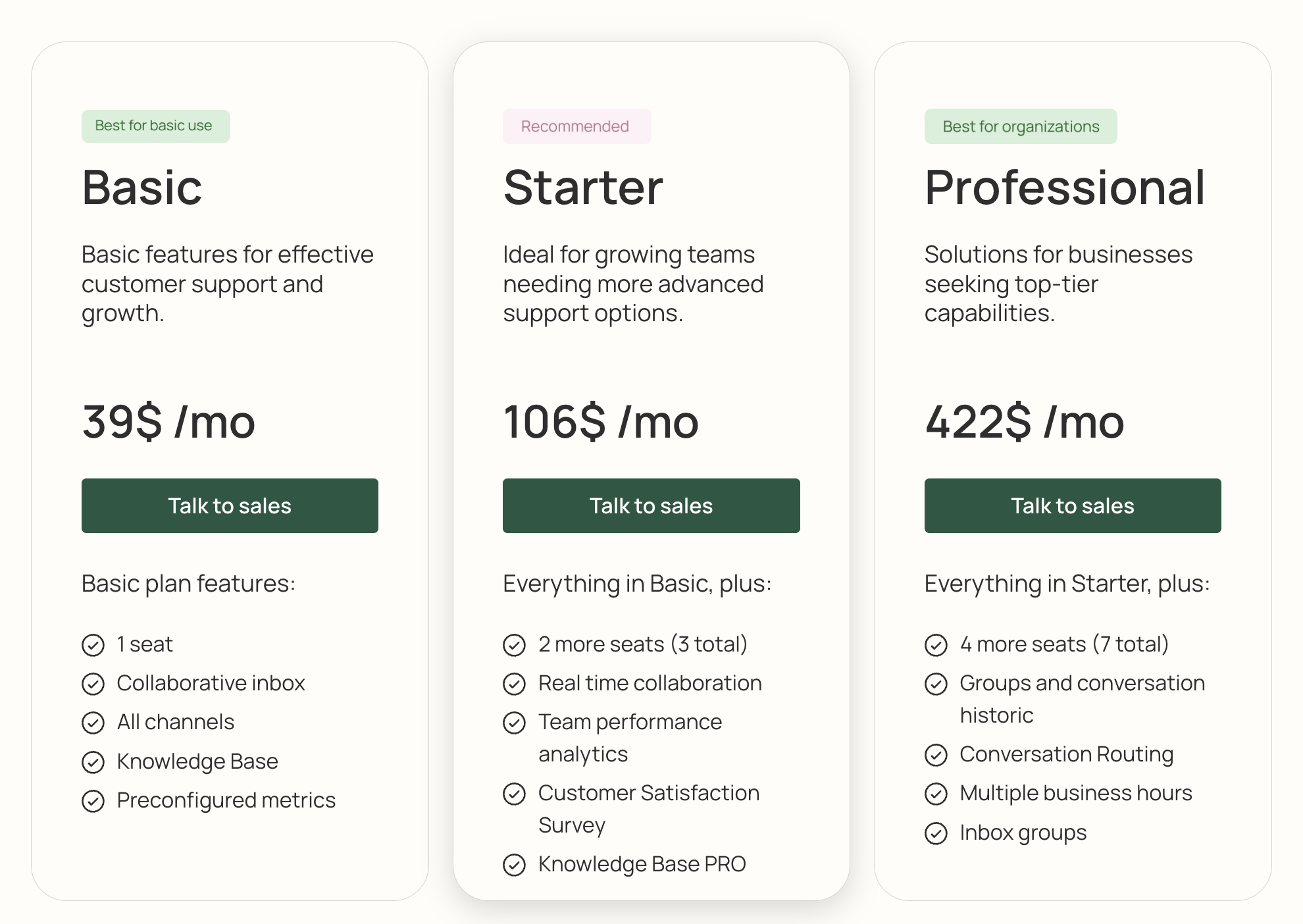 Froged muestra un pricing limpio y racional, con tres planes progresivos que escalan en complejidad y valor. Destaca el plan recomendado, comunica con claridad qué incluye cada nivel y mantiene una narrativa visual coherente que facilita la comparación y refuerza la percepción de transparencia - paradoja de la elección
